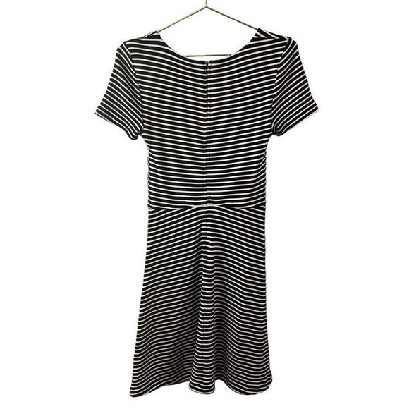 MADEWELL Gallerist Black White Stripes Fit Flare Dress Size Small - Picture 5 of 10